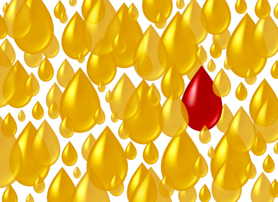 Graphic representing blood in urine droplets