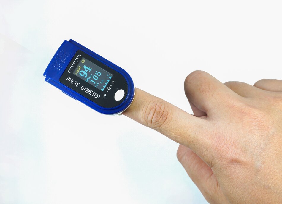 Pulse oximeter on adult finger