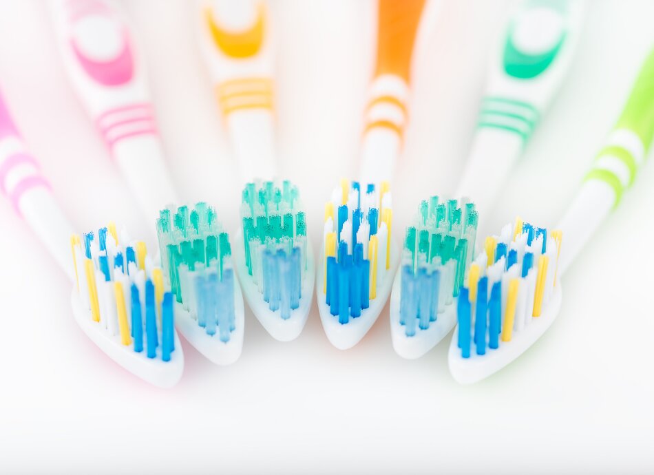 Lineup of toothbrushes