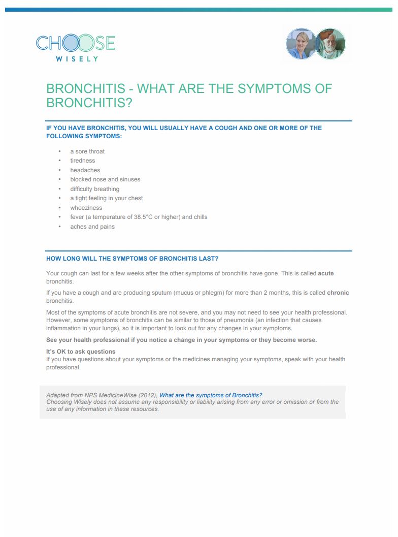 bronchitis what are the symptoms of bronchitis