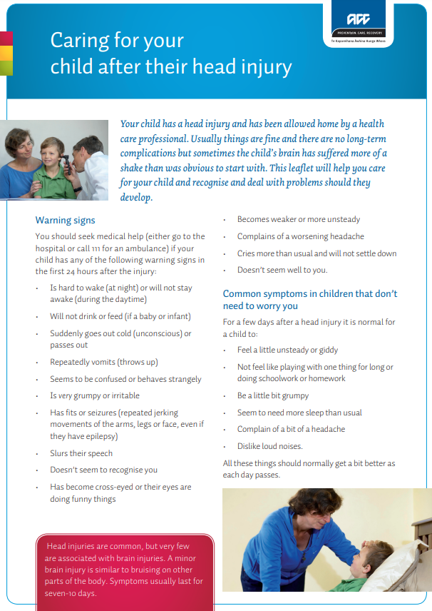 caring for your child after their head injury
