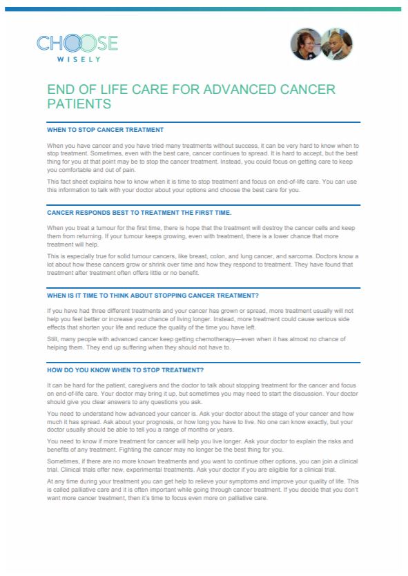 end of life care for advanced cancer patients