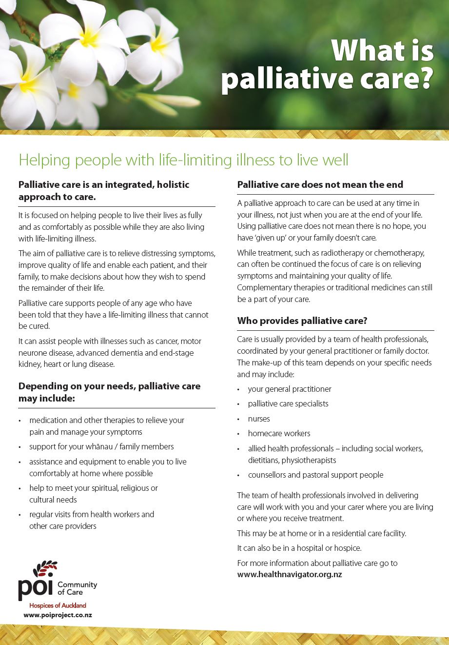 what is palliative care poi brochure