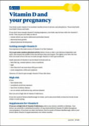 Vitamin D and your pregnancy factsheet