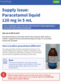 Paracetamol liquid 120 mg in 5mL supply issue factsheet