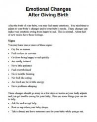 Emotional changes after giving birth factsheet in multiple languages