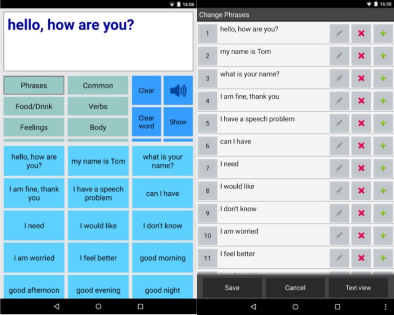 Speech assistant AAC app screenshots